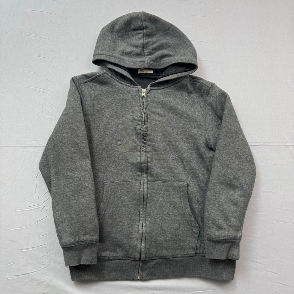 Timberland Boys Sherpa Lined Full Zip Hoodie Gray Size L 14/16 Logo Sweatshirt